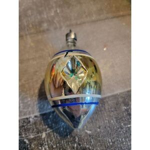 Reflective blown glass silver white blue line ornaments Xmas decor